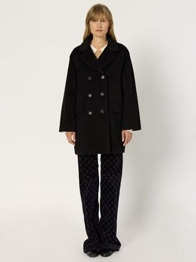 Gerard Darel wool double breasted unique coat quiet luxury clean beauty jacket